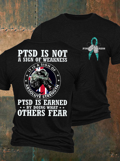 Men's PTSD Awareness Veteran Printed T-shirt