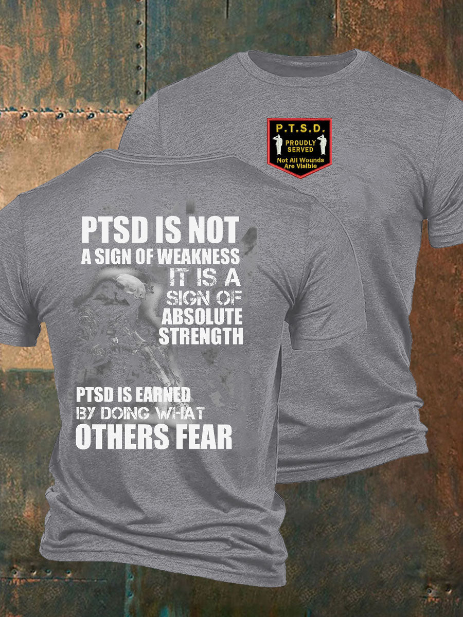 Men's PTSD Awareness Veteran Printed T-Shirt