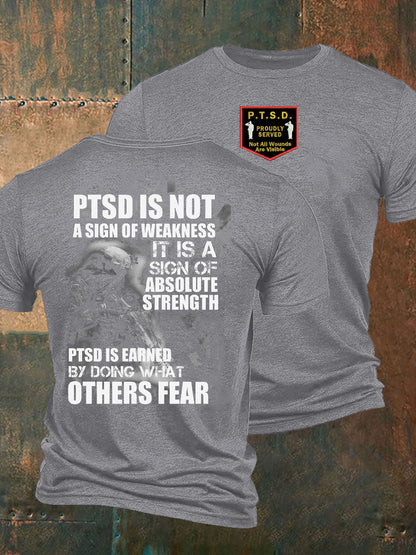 Men's PTSD Awareness Veteran Printed T-Shirt