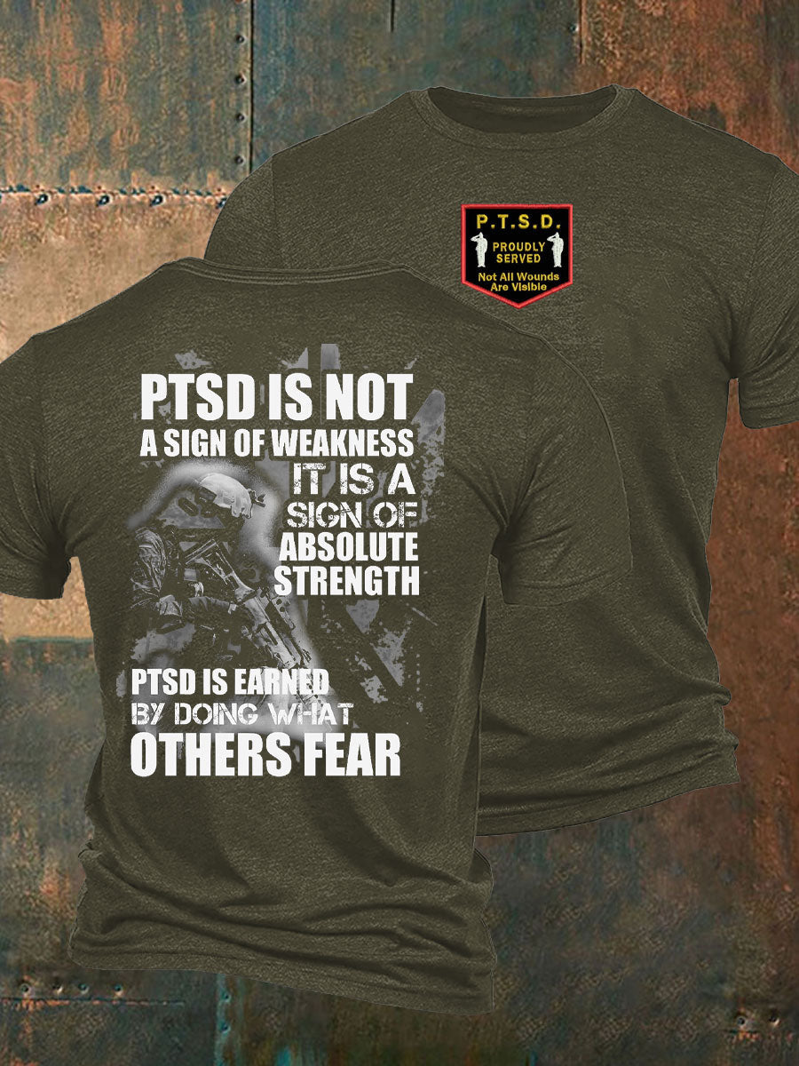 Men's PTSD Awareness Veteran Printed T-Shirt