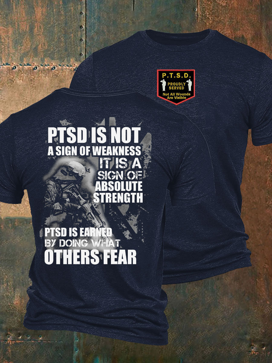 Men's PTSD Awareness Veteran Printed T-Shirt