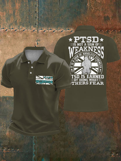 Men's PTSD Awareness Veteran Printed Casual Tops