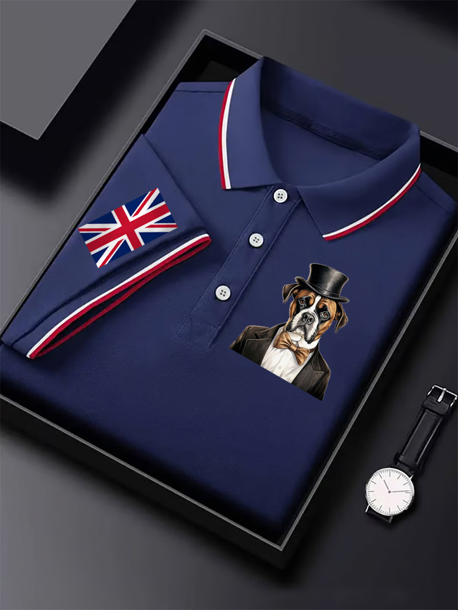 Men's Vintage England Flag Dog Casual Shirt