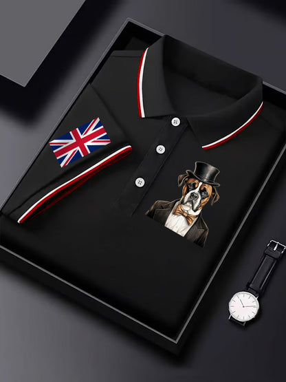 Men's Vintage England Flag Dog Casual Shirt