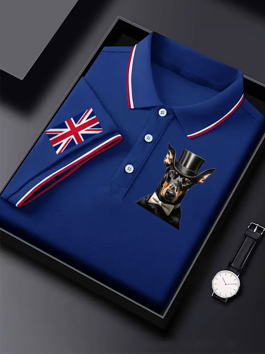 Men's Vintage England Flag Dog Casual Shirt