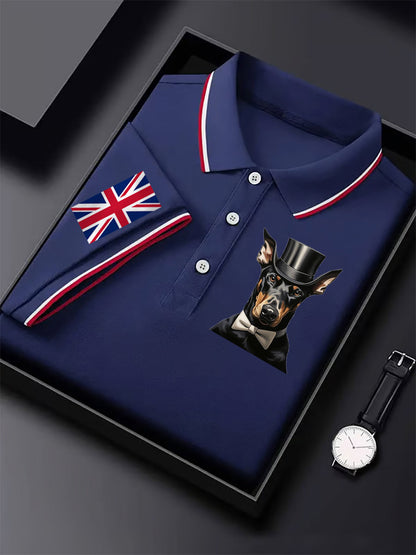 Men's Vintage England Flag Dog Casual Shirt