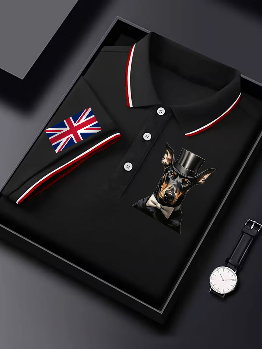 Men's Vintage England Flag Dog Casual Shirt