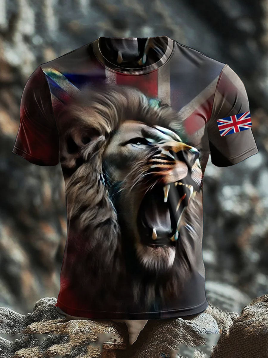 Men's Britsh Lion Short Sleeves Printed T-shirt
