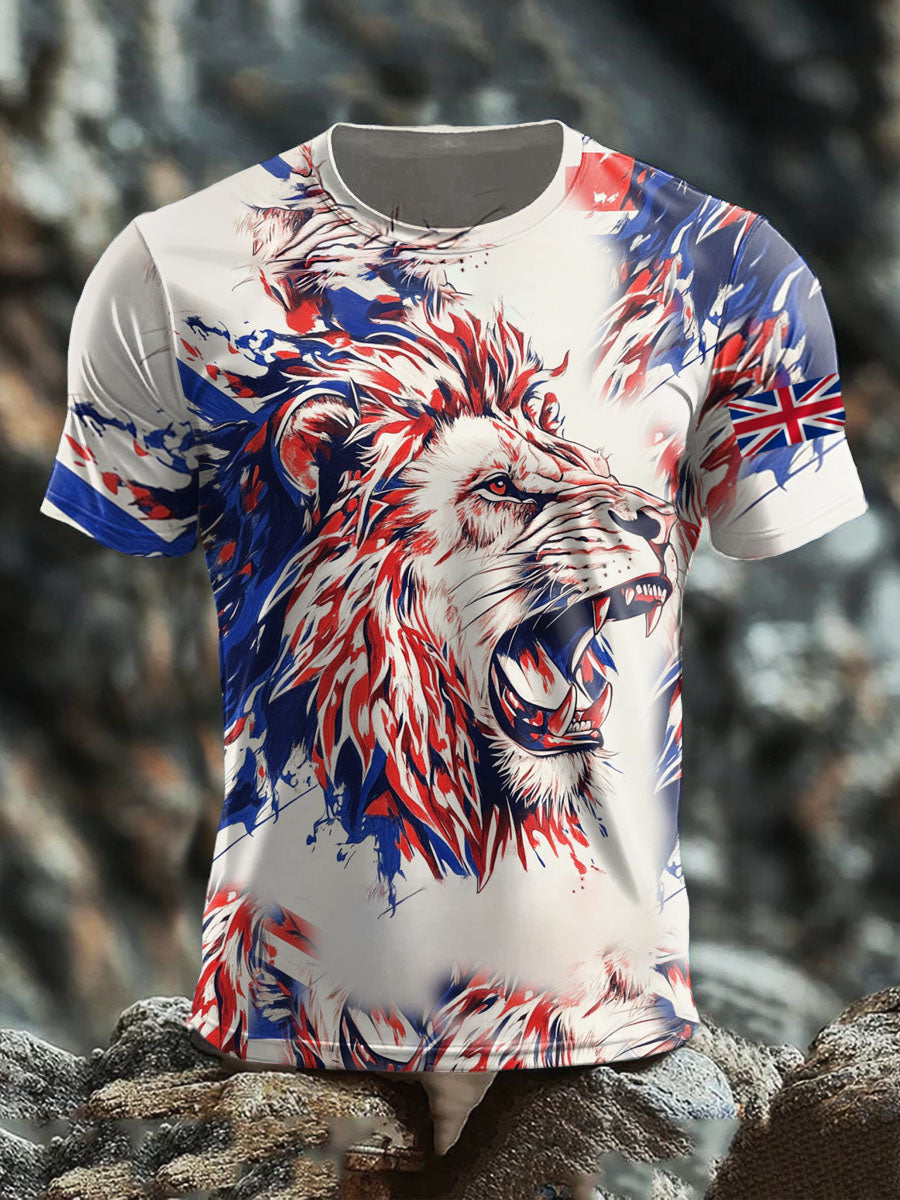 Men's Britsh Lion Short Sleeves Printed T-shirt