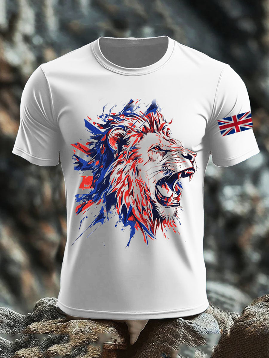 Men's Britsh Lion Short Sleeves Printed T-shirt