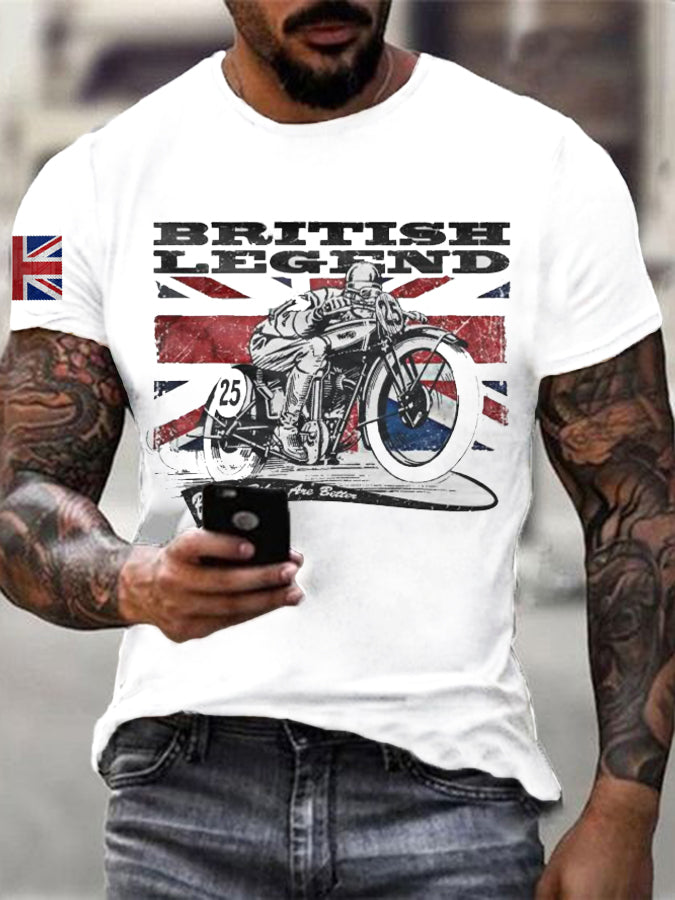 Men's Vintage British Legend Motorcycle Classic Biker T-Shirt