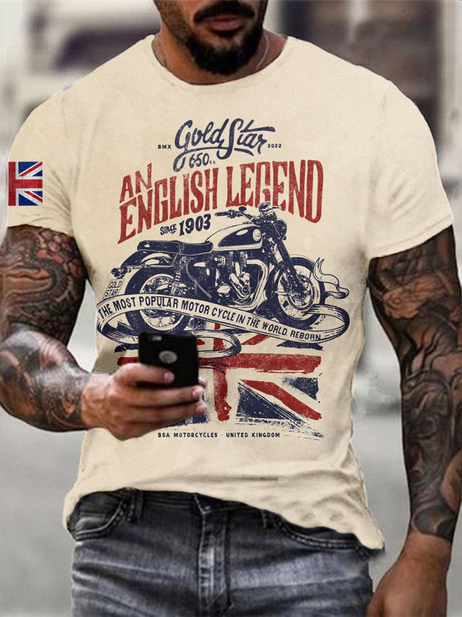 Men's Vintage British Legend Motorcycle Classic Biker T-Shirt