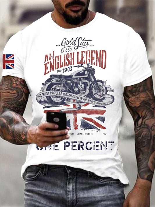 Men's Vintage British Legend Motorcycle Classic Biker T-Shirt