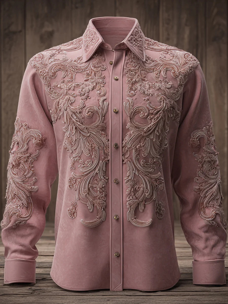 Women's Pink Art Print Long Sleeve Shirt
