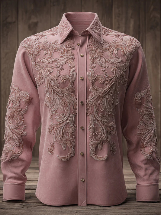 Women's Pink Art Print Long Sleeve Shirt