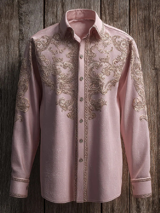 Women's Pink Art Print Long Sleeve Shirt
