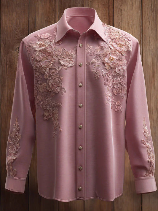 Women's Pink Art Print Long Sleeve Shirt