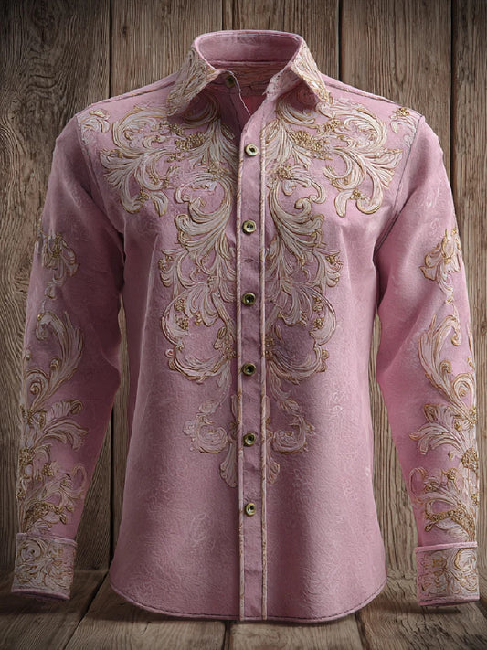 Women's Pink Art Print Long Sleeve Shirt