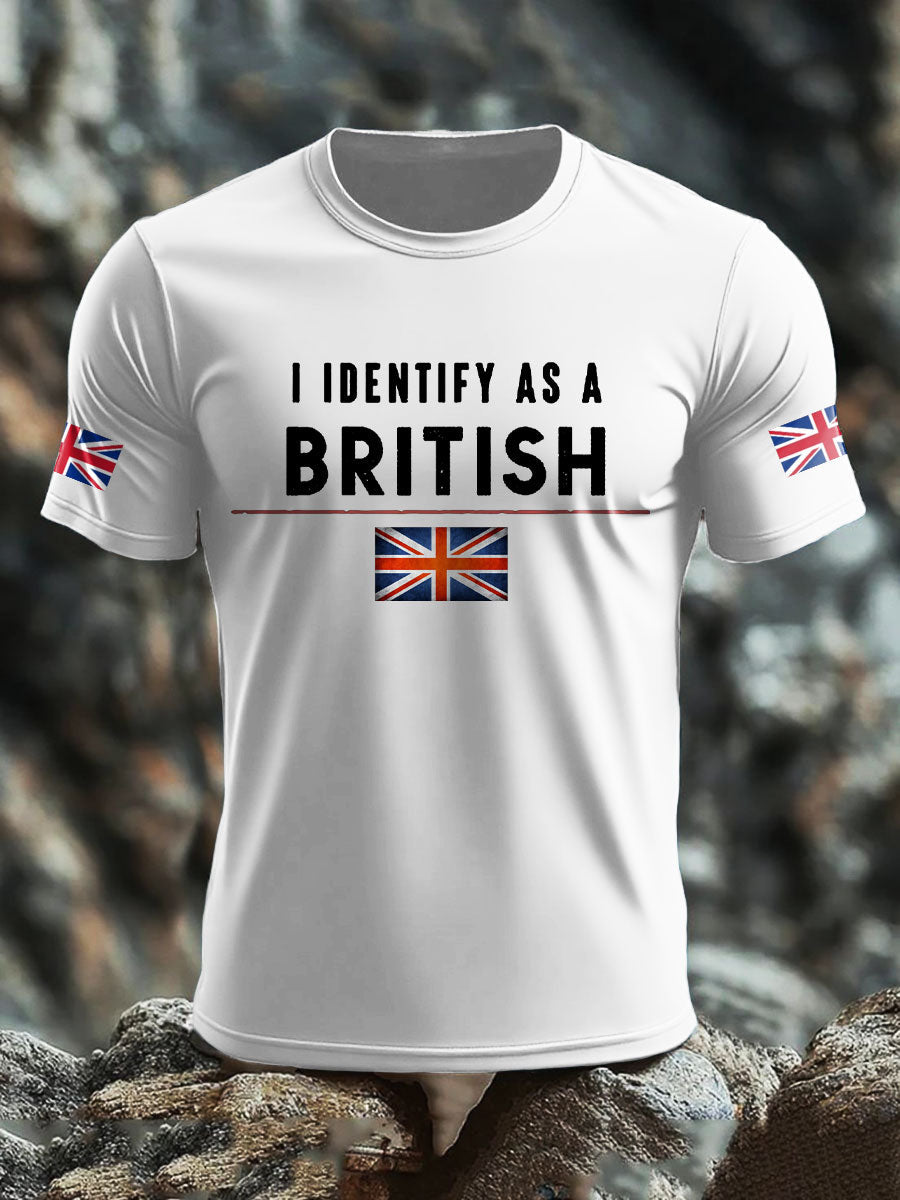 Men's UK Flag Pride I Identify As A British Printed T-shirt