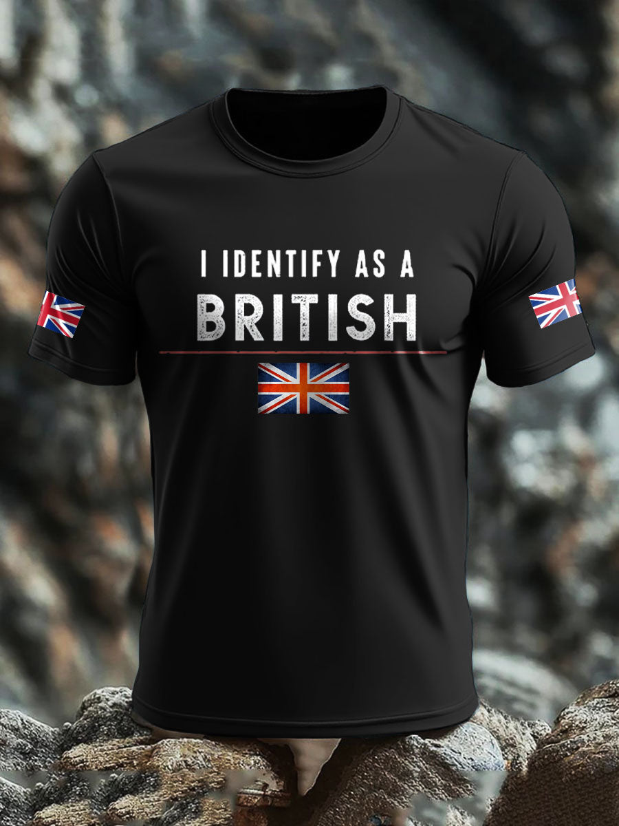 Men's UK Flag Pride I Identify As A British Printed T-shirt