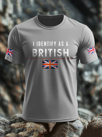 Men's UK Flag Pride I Identify As A British Printed T-shirt