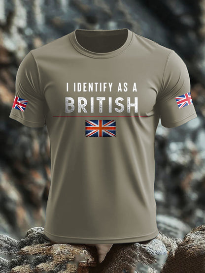 Men's UK Flag Pride I Identify As A British Printed T-shirt