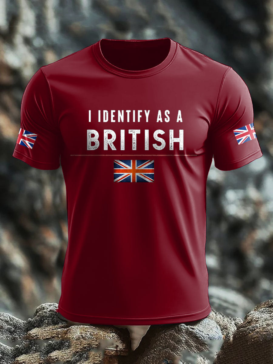 Men's UK Flag Pride I Identify As A British Printed T-shirt