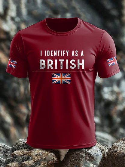 Men's UK Flag Pride I Identify As A British Printed T-shirt