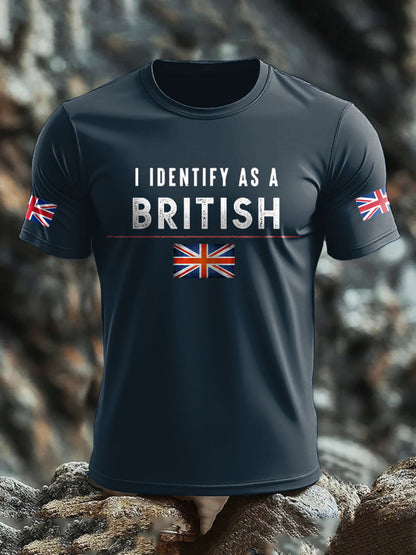 Men's UK Flag Pride I Identify As A British Printed T-shirt