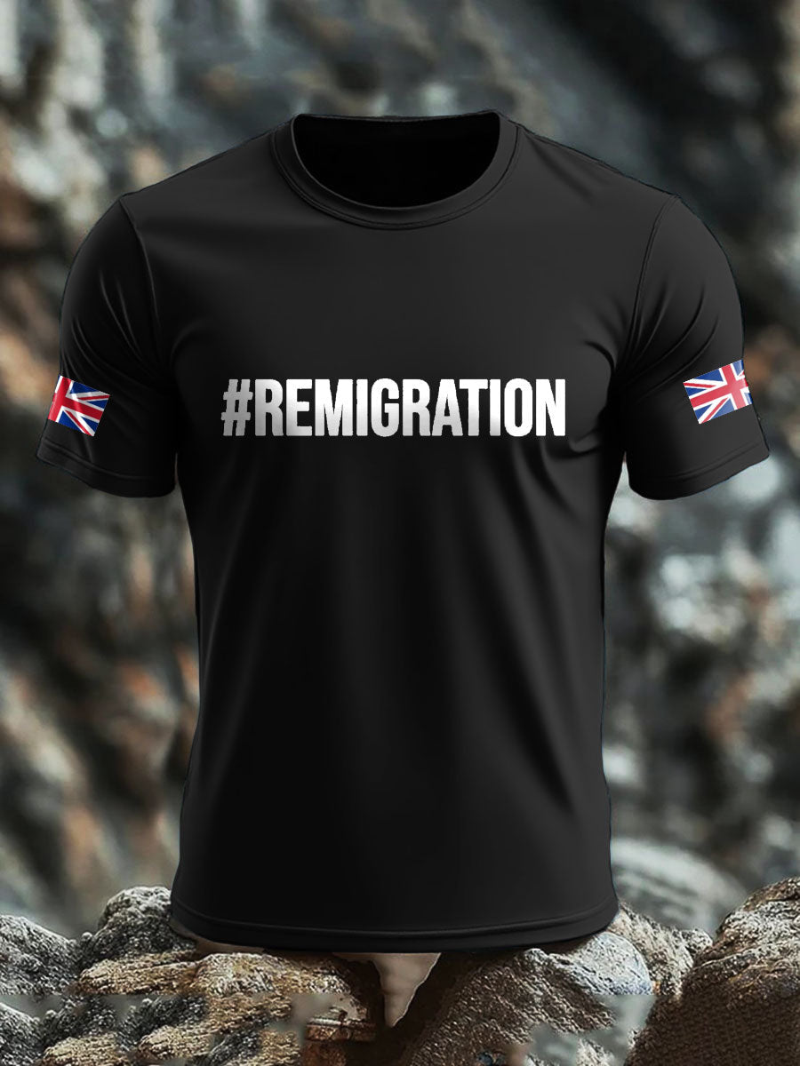 Men's UK Flag Immigration Remigration Printed T-shirt
