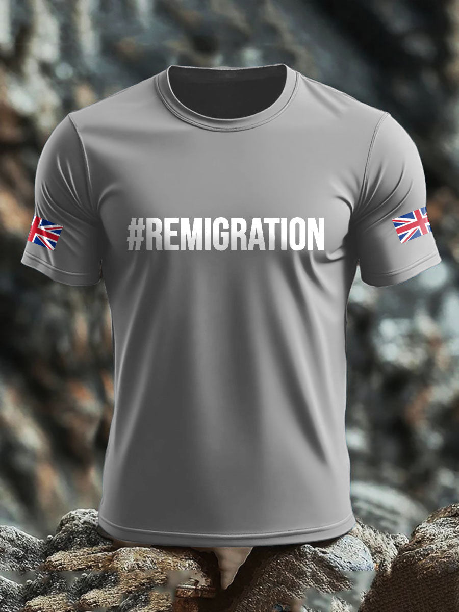 Men's UK Flag Immigration Remigration Printed T-shirt