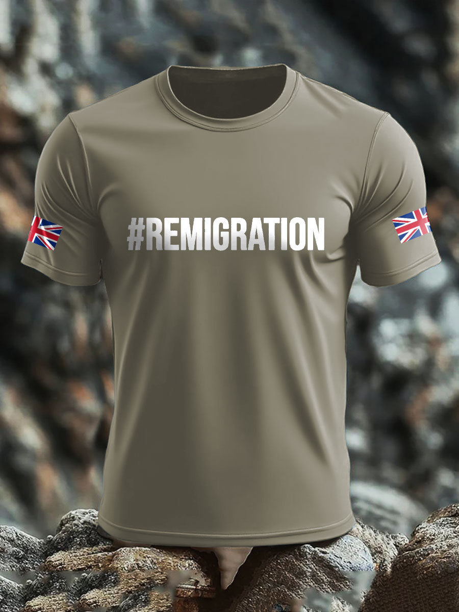 Men's UK Flag Immigration Remigration Printed T-shirt