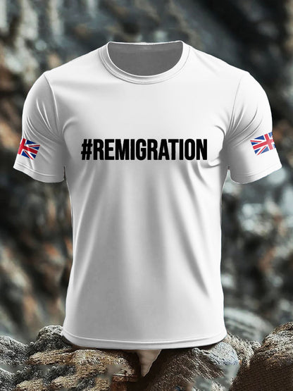 Men's UK Flag Immigration Remigration Printed T-shirt