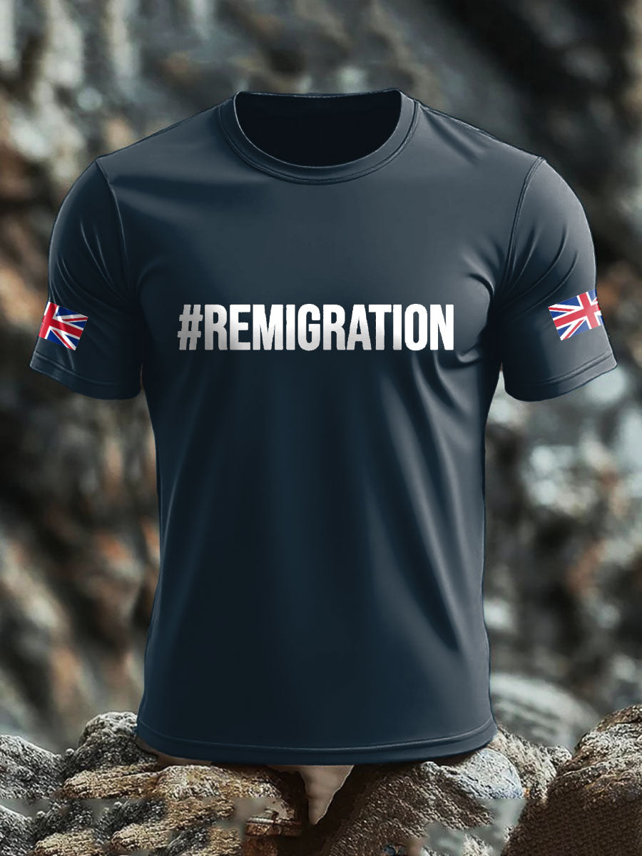 Men's UK Flag Immigration Remigration Printed T-shirt
