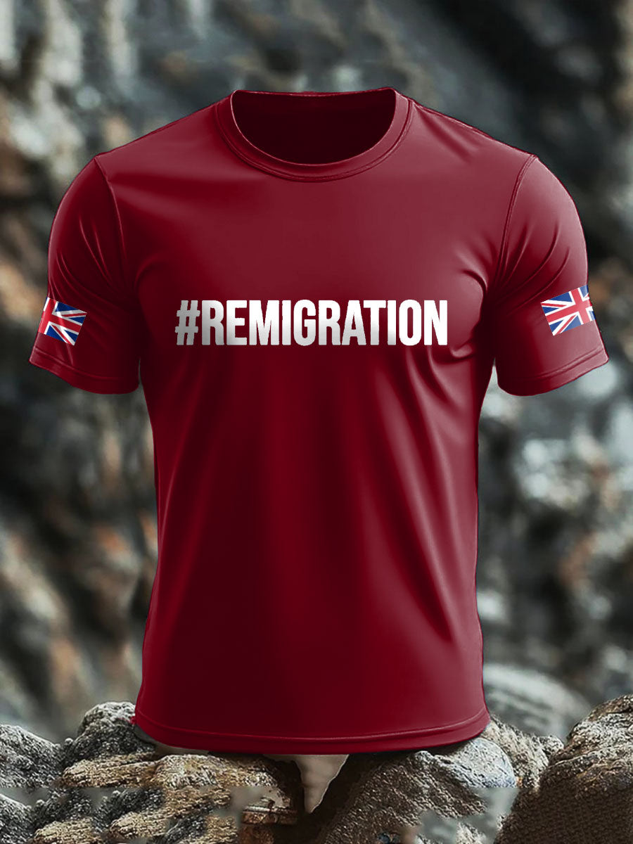 Men's UK Flag Immigration Remigration Printed T-shirt