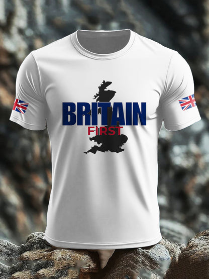 Men's UK Flag Immigration Britain First Printed T-shirt