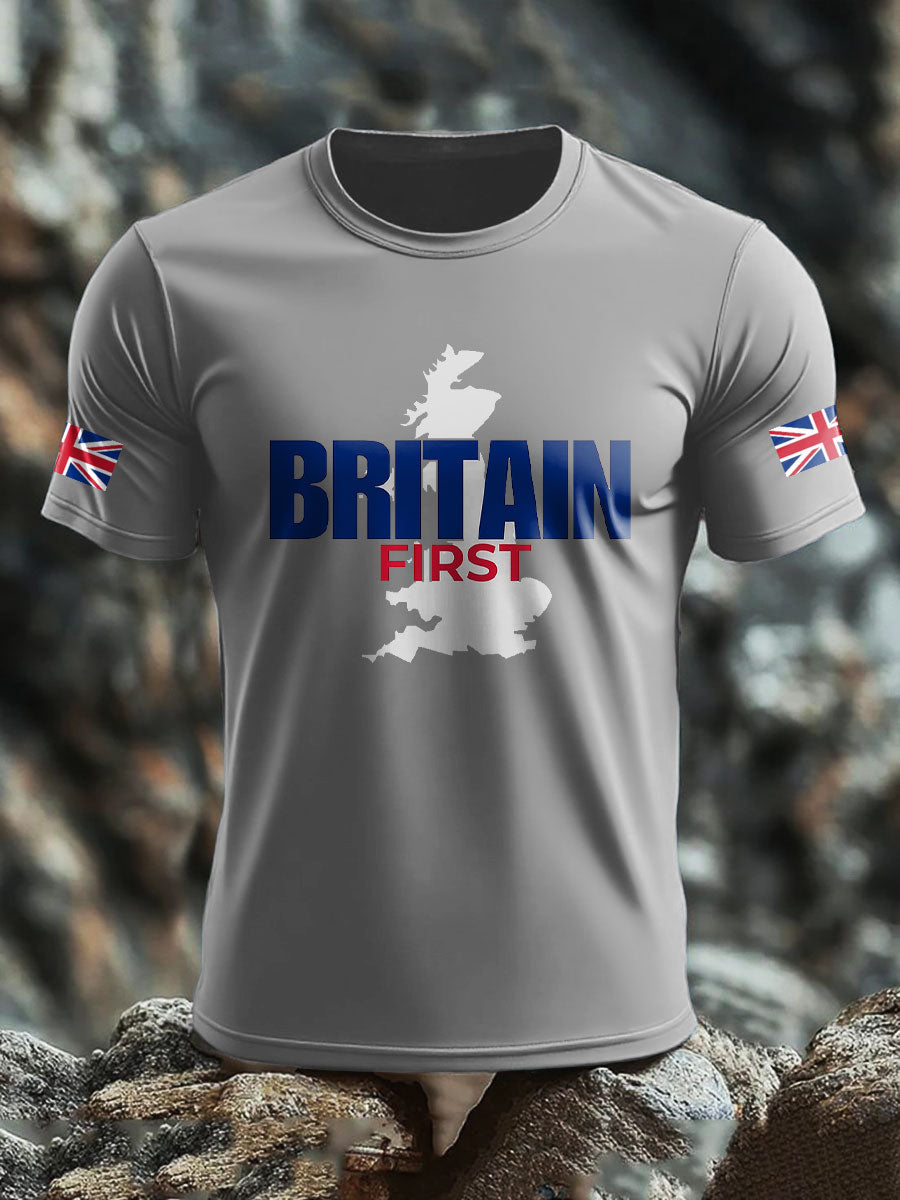 Men's UK Flag Immigration Britain First Printed T-shirt