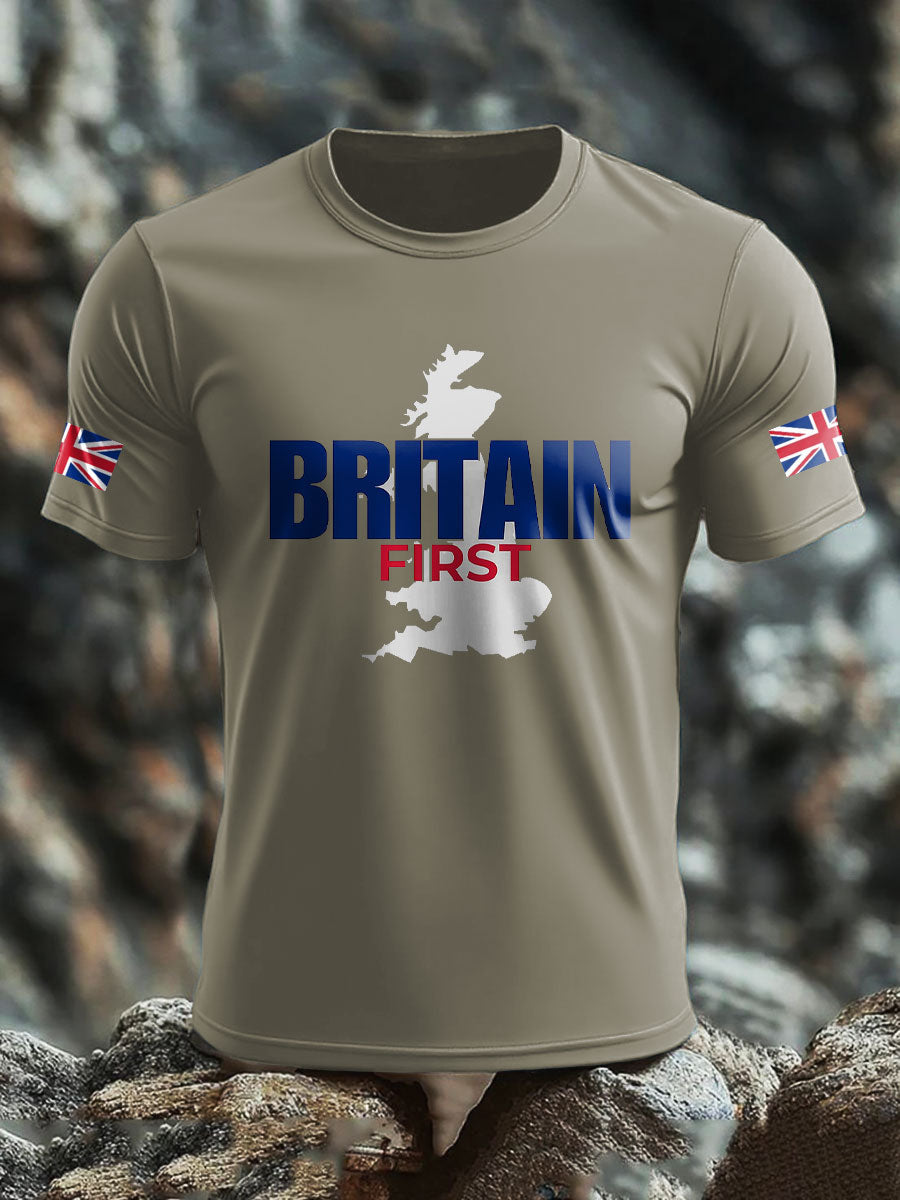 Men's UK Flag Immigration Britain First Printed T-shirt