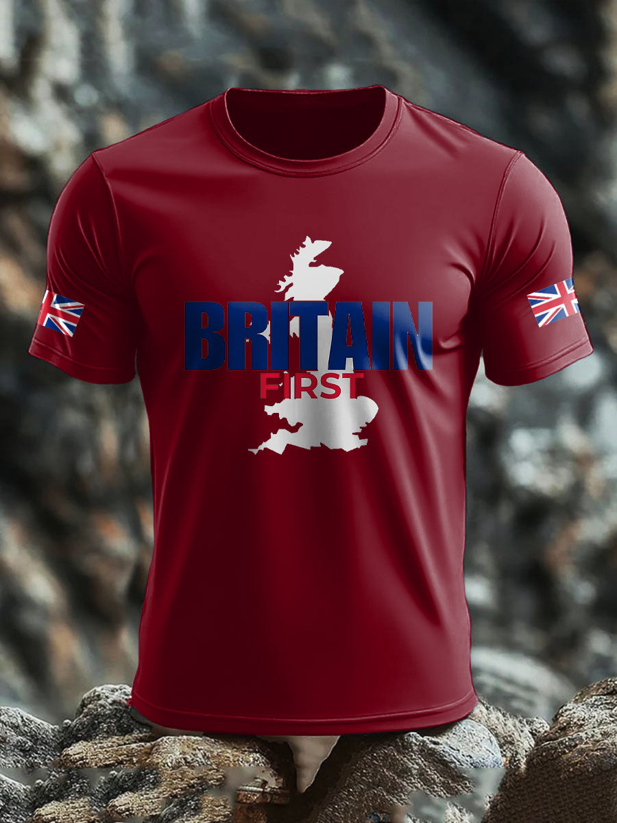 Men's UK Flag Immigration Britain First Printed T-shirt