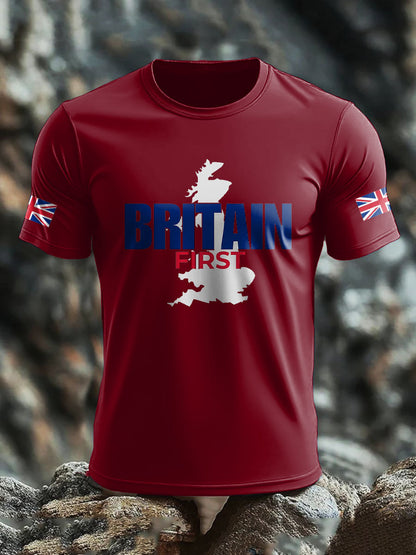 Men's UK Flag Immigration Britain First Printed T-shirt