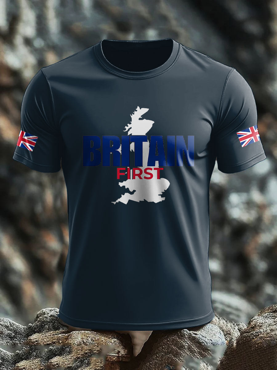 Men's UK Flag Immigration Britain First Printed T-shirt