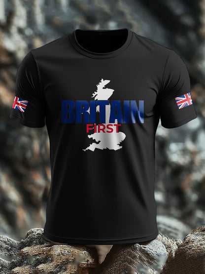 Men's UK Flag Immigration Britain First Printed T-shirt