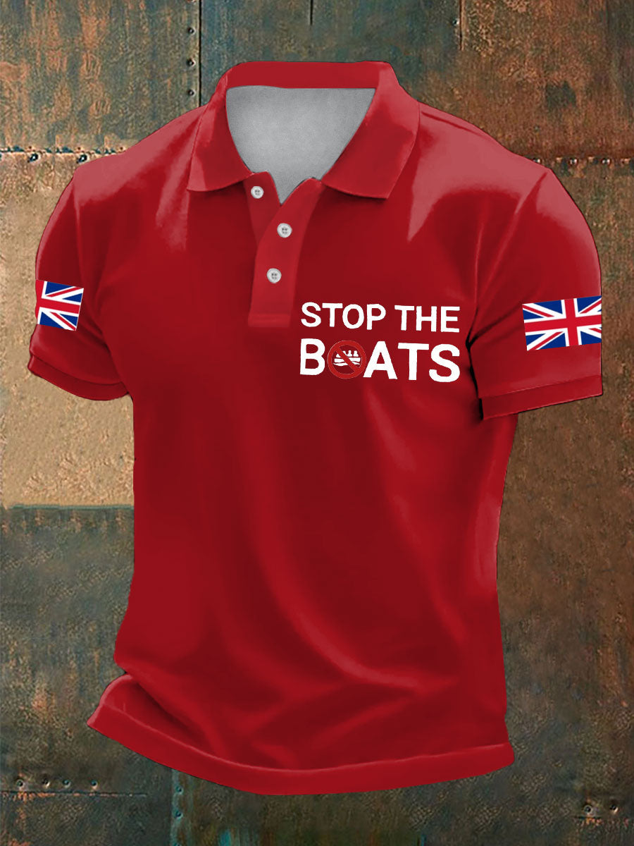 Men's UK Flag Immigration Printed Casual Tops