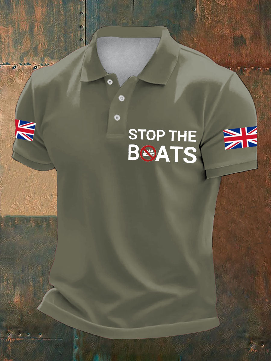 Men's UK Flag Immigration Printed Casual Tops