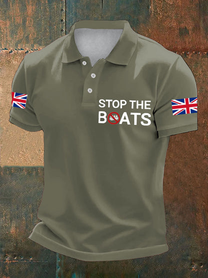 Men's UK Flag Immigration Printed Casual Tops