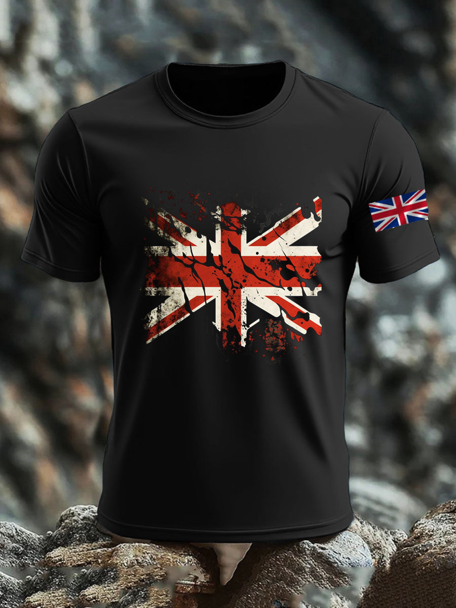 Men's Britsh Imitation Cotton Short-Sleeved Printed T-shirt