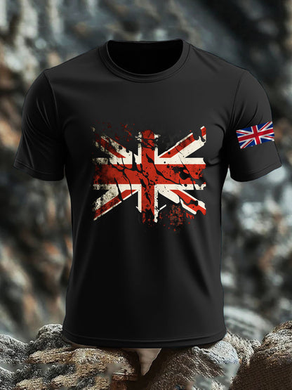Men's Britsh Imitation Cotton Short-Sleeved Printed T-shirt