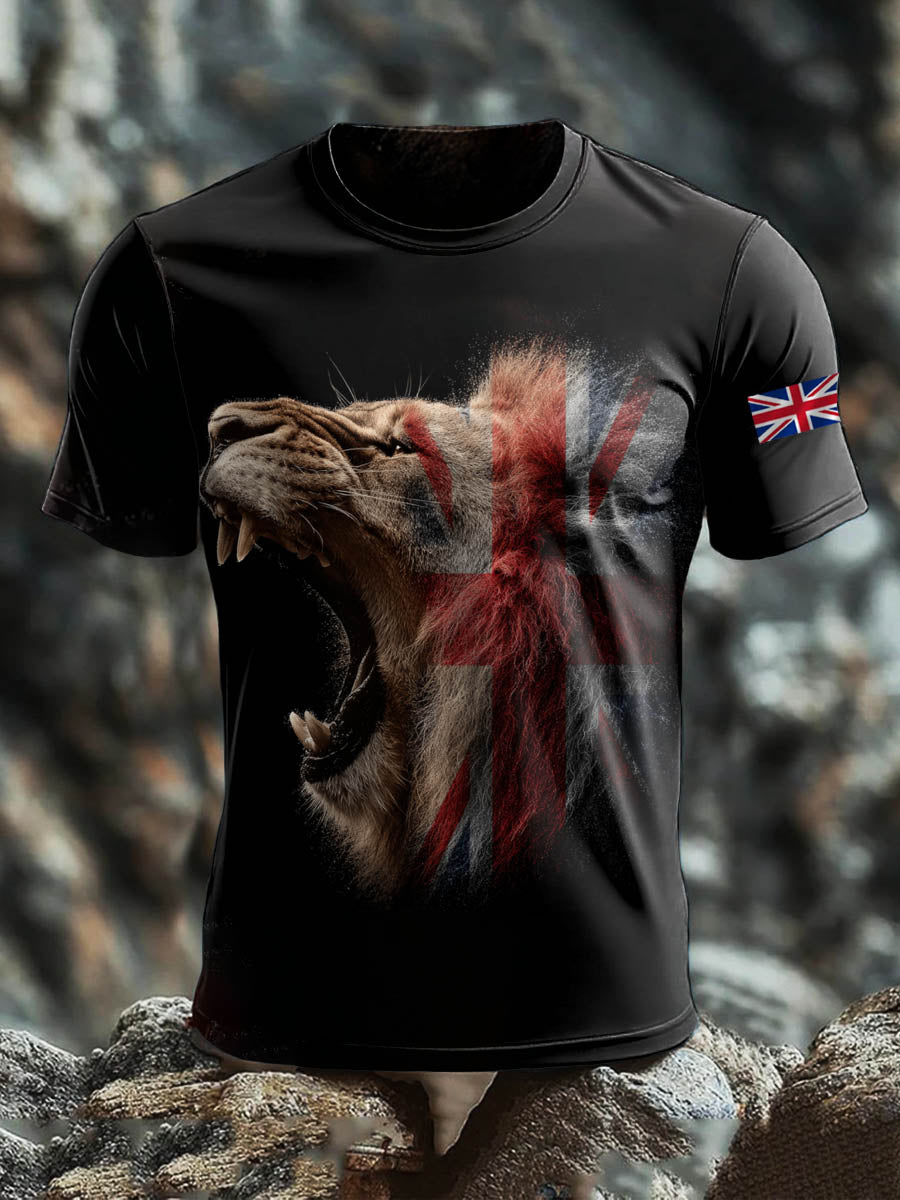 Men's Britsh Imitation Cotton Short-Sleeved Printed T-shirt