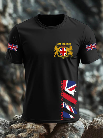 Men's Britsh Imitation Cotton Short-Sleeved Printed T-shirt