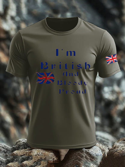 Men's Britsh Imitation Cotton Short-Sleeved Printed T-shirt